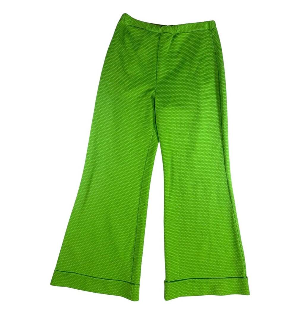 Vintage Bell Bottoms Green Polka Dot Pantsuit